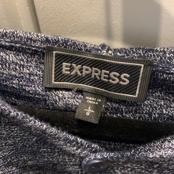 Express men’s size L blue and white striped light sweater with hood - Picture 2 of 2